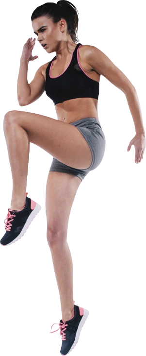 A trainer mid-workout, ready to coach clients online
